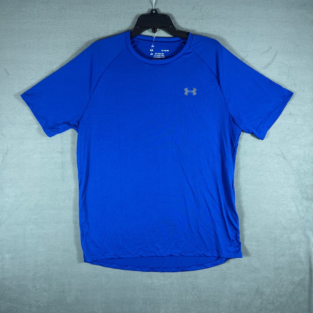 Under Armour Mens T-Shirt XL Blue The Tech Tee Short Sleeve Athletic Gym Logo